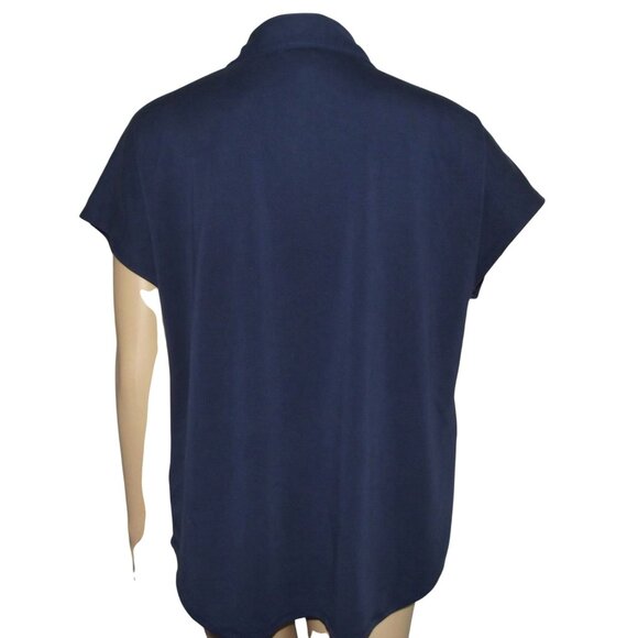 Cable & Gauge Shirt Womens Large navy blue button up flap pockets top blouse - Picture 2 of 9